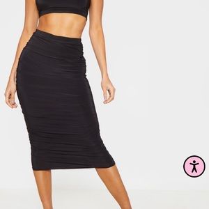 Pretty Little Thing ruched midi skirt, size 16